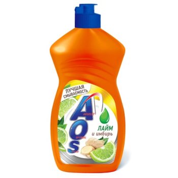 Ср-во д/посуды Aos  450мл Лайм и имбирь (20/1080)