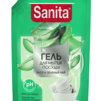 Ср-во д/посуды Sanita 900г Алоэ и зеленый чай дой-пак (6) акция