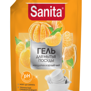 Ср-во д/посуды Sanita 900г Мандарин и белый чай дой-пак (6)  акция