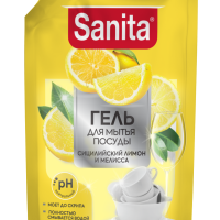 Ср-во д/посуды Sanita 900г Сицилийский лимон и мелисса дой-пак (6)  акция