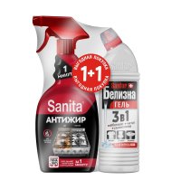 Набор Очиститель поверхностей для кухни универсальный Sanita 500мл спрей + Белизна гель 450г Sanfor(8)