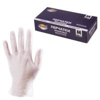 Перчатки винил M 100шт неопудренные белый Aviora (10)
