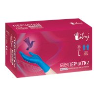 Перчатки латекс ультрапрочные L 50шт 20гр синий Libry (10)