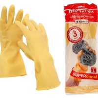 Перчатки латекс S Сверхпрочные цвет натуральный Komfi (12)