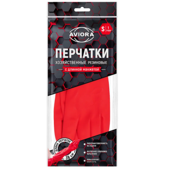 Перчатки резиновые сверхпрочные удл манжета S Aviora (12/60)