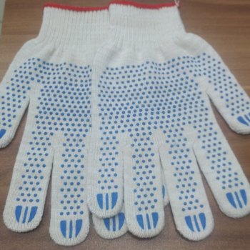 Перчатки х/б с ПВХ 5 нити белые Точка 10 класс Экстра р9 (10/250)