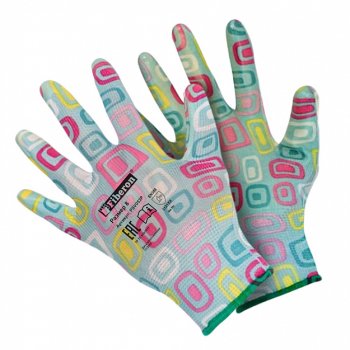 Перчатки полиэстер облив полиуретан р.8 садовые цветные Fiberon (120)