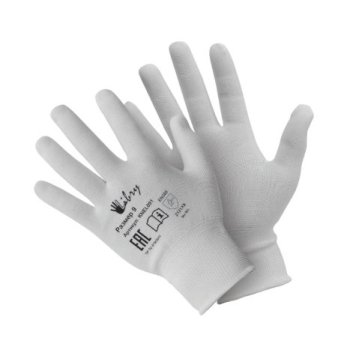 Перчатки полиэстер облив полиуретан р.9 L белый д/точных работ (12/240)