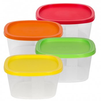 Контейнер для СВЧ и заморозки 0,5л квадратный Микс (24)