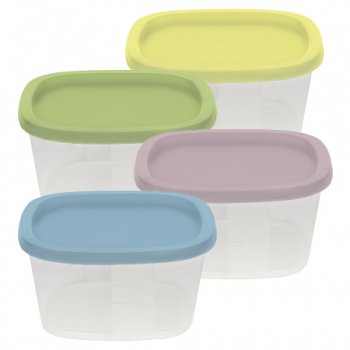 Контейнер для СВЧ и заморозки 0,5л квадратный Микс Пастель (24)