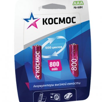 Аккумулятор NiMh R 3  800мАч Космос 2xBL (24)