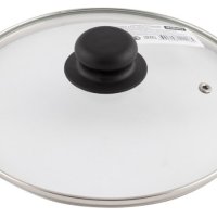 Крышка с ручкой стеклянная 22см., с метал/обод, паровыпуск, низ.