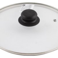 Крышка с ручкой стеклянная 24см., с метал/обод, паровыпуск, низ.