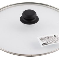 Крышка с ручкой стеклянная 28см., с метал/обод, паровыпуск, низ.