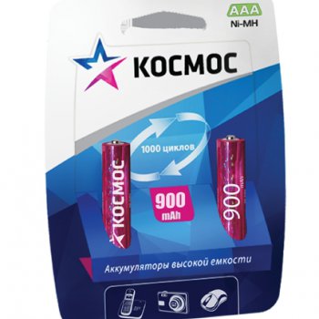 Аккумулятор NiMh R 3  900мАч Космос 2xBL (24)
