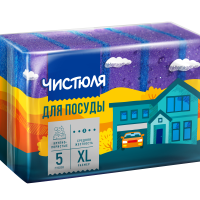 Губка для посуды XL 5шт Чистюля (60)
