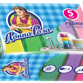Губка для посуды ДоннаРоза 5шт (72)