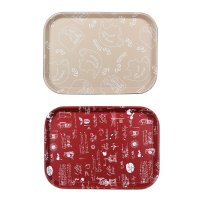 Поднос прямоугольный 35х25см, антискользящее покрытие ПВХ, пластик, 2 дизайна (2/30)