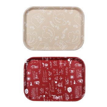 Поднос прямоугольный 35х25см, антискользящее покрытие ПВХ, пластик, 2 дизайна (2/30)