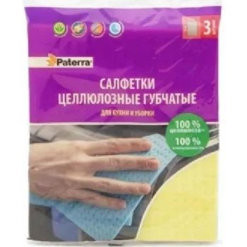 Салфетка целлюлоза 3шт 15х17см Paterra (50)