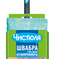 Швабра с насадкой из микрофибры 10х40см высота 70-120см Чистюля (24)