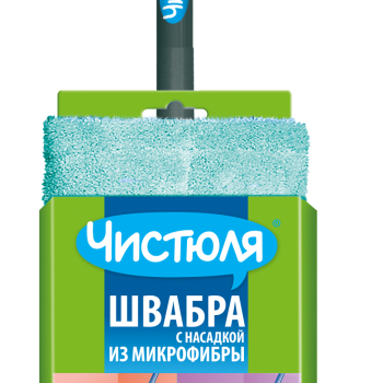 Швабра с насадкой из микрофибры 10х40см высота 70-120см Чистюля (24)