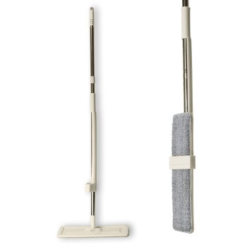 Швабра с насадк микроф липучка 10х36 с отжимом сборная ручка 120см нерж.сталь белая Умничка (24)