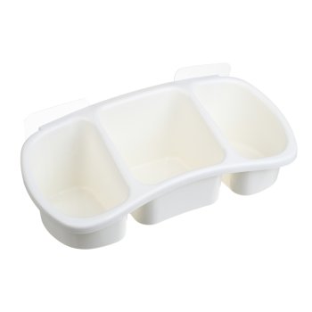 Полка самоклеящаяся настенная три отделения 28x12,5x8,5см пластик молочный Vetta Classic (2/60)