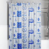 Штора для ванной 180x180см ПЭ крючки Корабли Умничка (40)