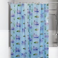 Штора для ванной 180x180см ПЭ крючки Лебеди Умничка (40)