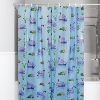 Штора для ванной 180x180см ПЭ крючки Лебеди Умничка (40)
