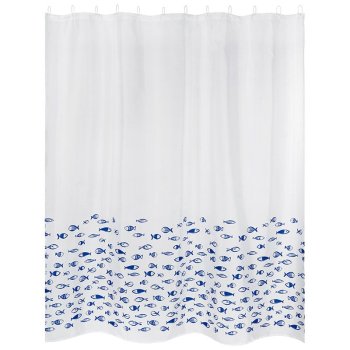 Штора для ванной 180x180см ПЭ крючки Рыбы половина SC-PE-01 (12)