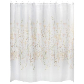 Штора для ванной 180x180см ПЭ крючки Укропы бежевые SC-PE-58 (12)