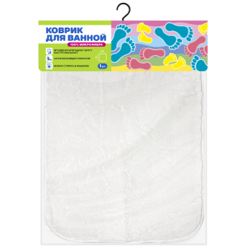 Коврик для ванной 50x70см микрофибра белый *акция