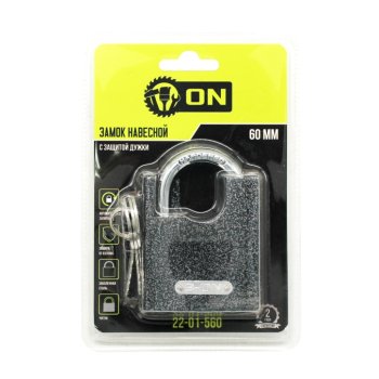 Замок навесной 60мм с защитой дужки чугун автомат запирание ON (10)