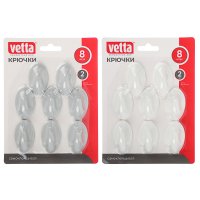 Крючок самоклеящийся 8шт, 2 цвета, Vetta (12/96)