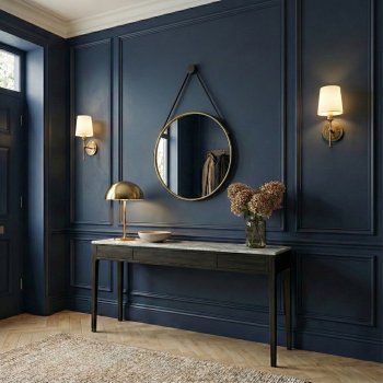 Зеркало настенное круг в металлическом корпусе d40,3 с ремешком Мансарда белое золото (1)