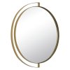 Зеркало настенное круг в металлическом корпусе с ободом d46 золотистый (1)