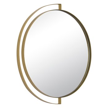 Зеркало настенное круг в металлическом корпусе с ободом d46 золотистый (1)
