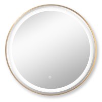 Зеркало настенное круг с LED-подсветкой d60 сенсорное с гравировкой Мансарда золотистый