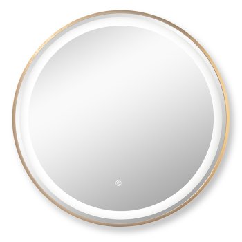 Зеркало настенное круг с LED-подсветкой d60 сенсорное с гравировкой Мансарда золотистый