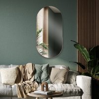 Зеркало настенное овал в металлическом корпусе 80*40 Мансарда медный (1)