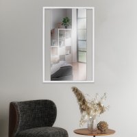 Зеркало настенное прямоугольник в металлическом корпусе 63*43 белый (1)