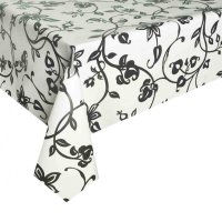 Клеенка ПВХ на нетканой основе 1,40x20м Dekorama Цветы черные на белом 117A (1)