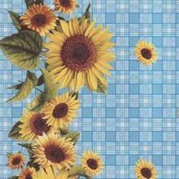 Клеенка ПВХ на тканевой основе 1,30x25м Подсолнухи на голубом Колорит 103/1 (1)