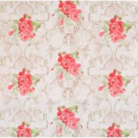 Клеенка ПВХ на тканевой основе 1,30x25м Розы с узорами на бежевом Колорит 125/2 (1)