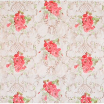 Клеенка ПВХ на тканевой основе 1,30x25м Розы с узорами на бежевом Колорит 125/2 (1)