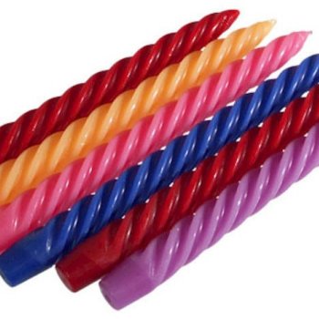 Свеча витая 24см d19 40г 6ч цвет микс б/уп коробка (50)