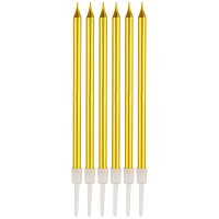 Свеча для торта с подставкой 6шт золото (1*Bl) (300)