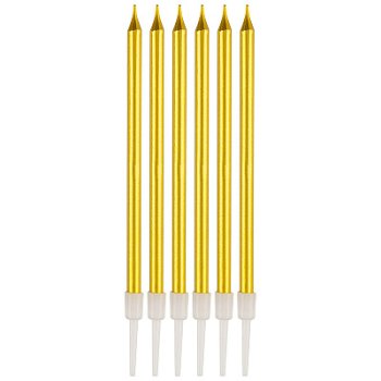 Свеча для торта с подставкой 6шт золото (1*Bl) (300)